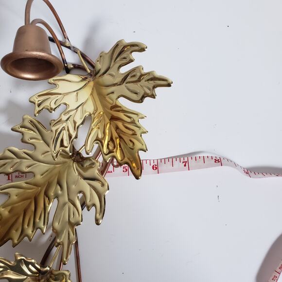 Vintage MCM Gold Metal Candle Holder Wall Scones Leaf Fall Wall Hanging Set Of 2 - Picture 11 of 12